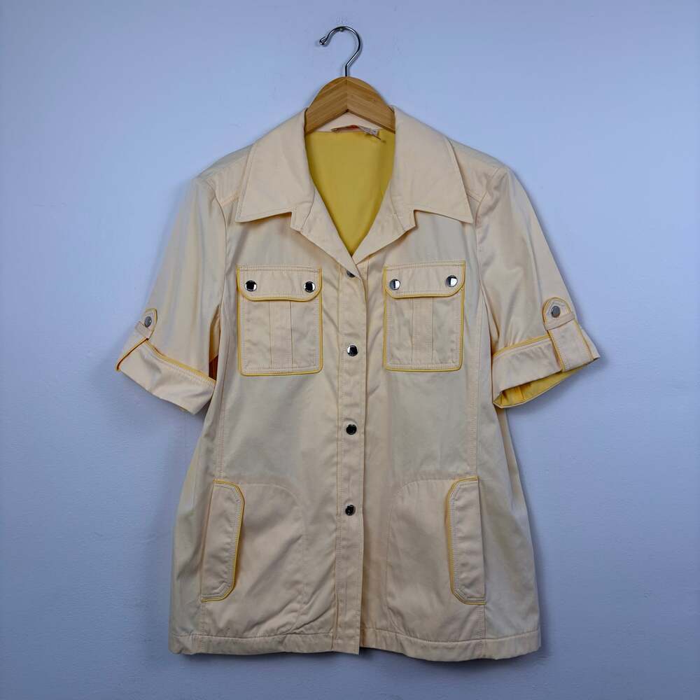 Tory Burch Cotton Twill Safari Shirt Jacket Iced Lemon 10